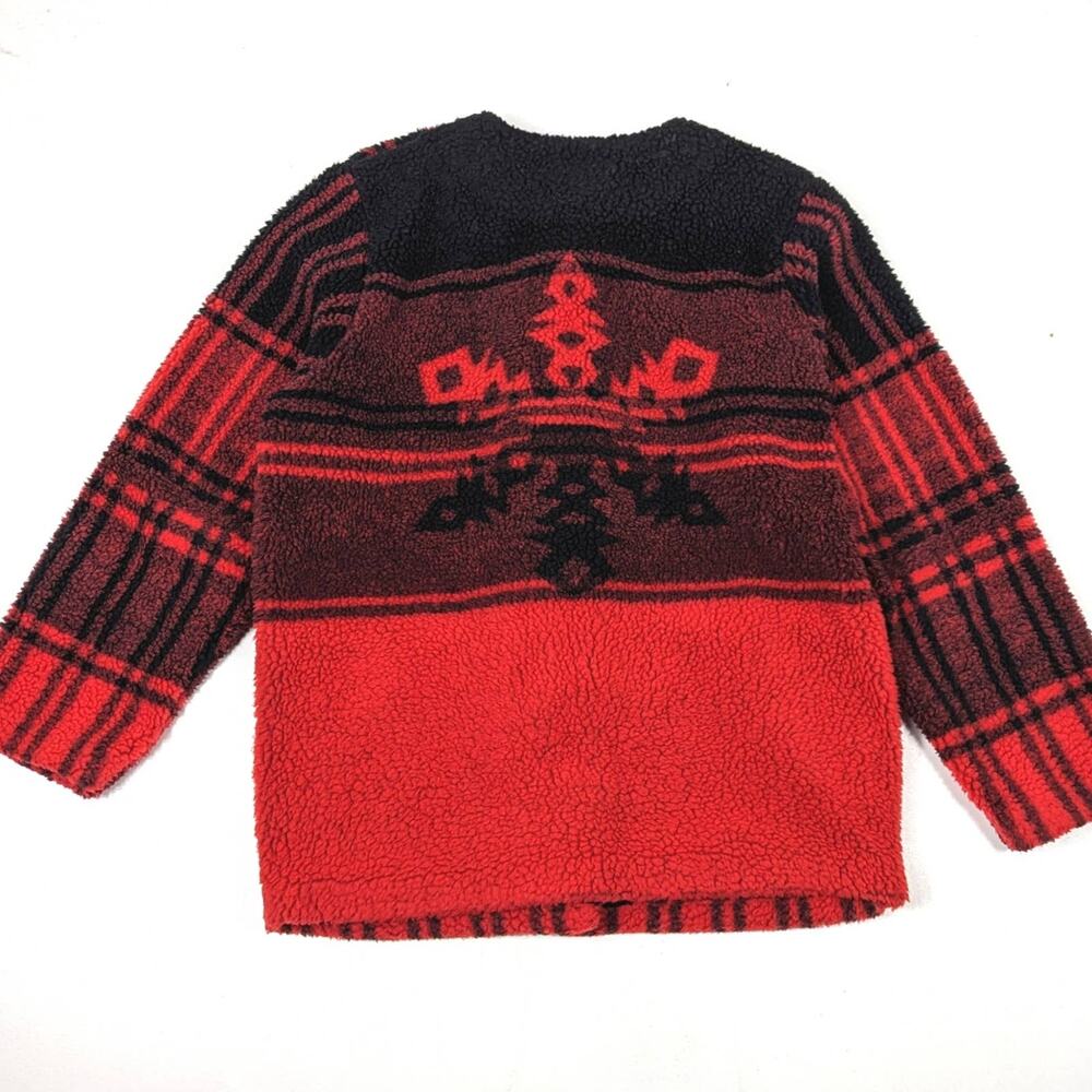 Vintage Duffel Outdoor Jacket Women's Size Medium Red Faux Sherpa Snowflake